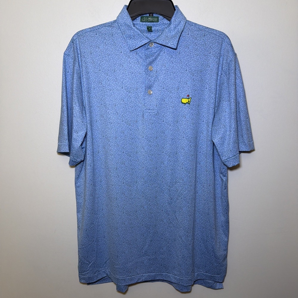 Peter Millar Masters Polo Shirt Mens M Blue Golf Course Design Performance Tech - Picture 2 of 8